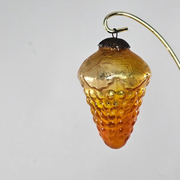 Vintage Kugel Style Grape Cluster Shaped Yellow Orange Glass Christmas Ornament - Picture 4 of 7